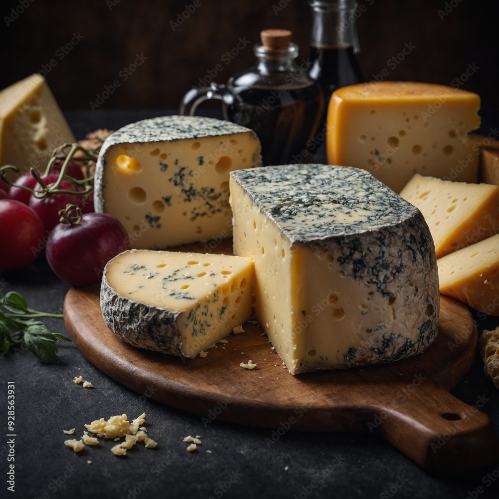 Relish in the richness of handcrafted cheeses with a beautifully arranged cheese board showcasing a mix of textures and fresh additions Relish in the richness of handcrafted cheeses with a beautifully arranged cheese board showcasing a mix of textures and fresh additions