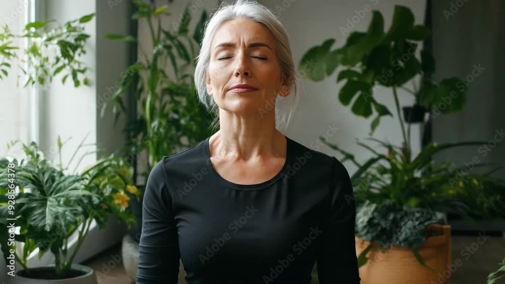 A woman sits cross-legged, eyes closed in meditation, surrounded by lush greenery and soft natural light. A woman sits cross-legged, eyes closed in meditation, surrounded by lush greenery and soft natural light.