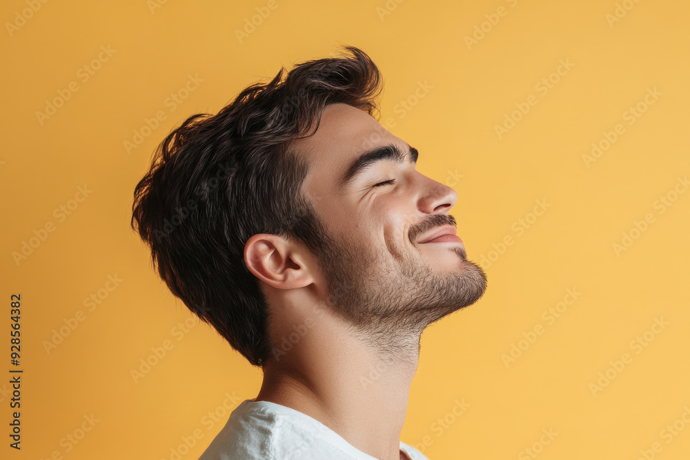 A close up of a man's face with his eyes closed A close up of a man's face with his eyes closed