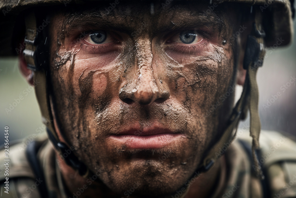 Fully equipped troop of soldiers generative AI