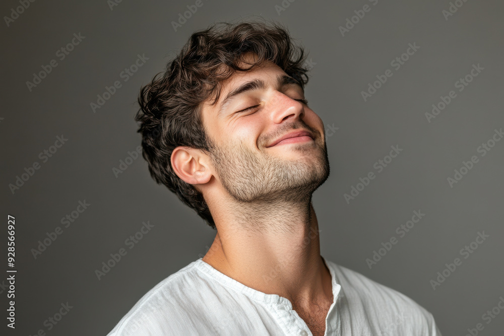 A close up of a man's face with his eyes closed A close up of a man's face with his eyes closed