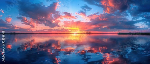 Serene Sunset Reflection on Water - Captivating Nature Landscape for Photography