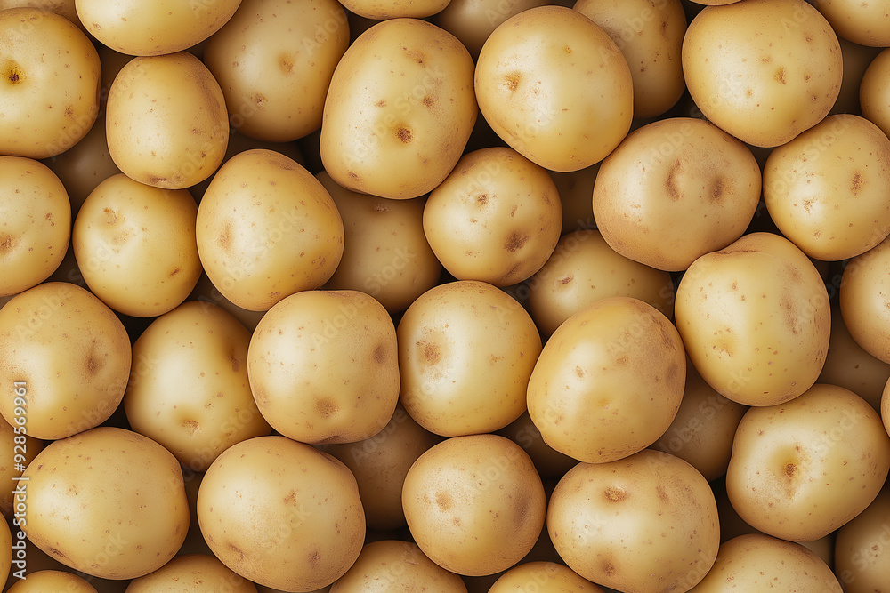 A pile of clean, fresh potatoes with smooth skin, showing the natural and organic texture. Ideal for concepts of farming, agriculture, or culinary themes. A pile of clean, fresh potatoes with smooth skin, showing the natural and organic texture. Ideal for concepts of farming, agriculture, or culinary themes.