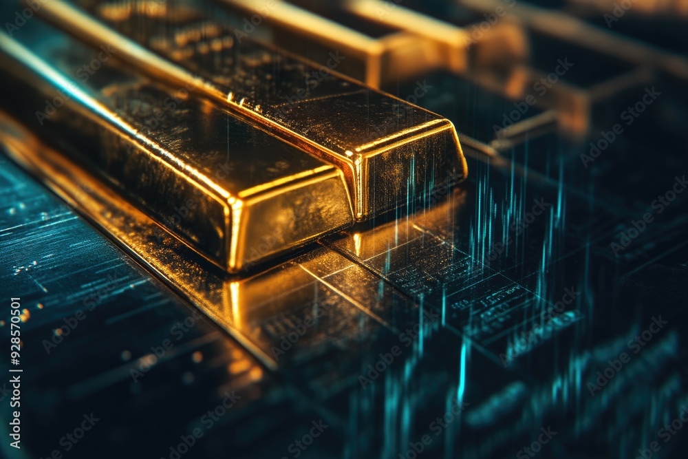 Gold Bullion on Financial Graphs and Market Background