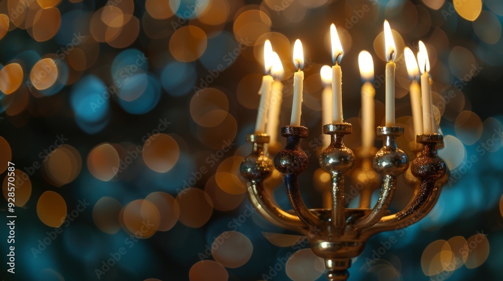 Hanukkah menorah candles background illustration generated by ai