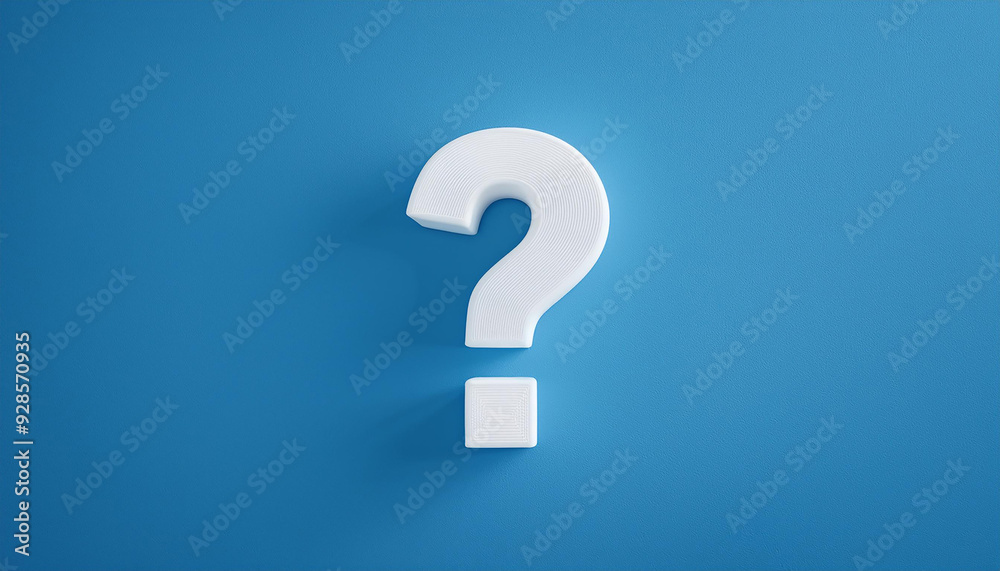 Question mark on blue background. 3D rendering. FAQ and QA. Problem solution. Question mark on blue background. 3D rendering. FAQ and QA. Problem solution.