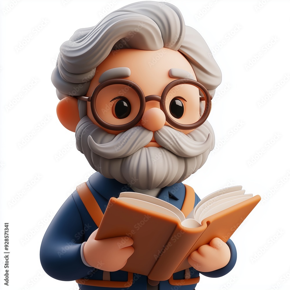 Teacher discussing a book in literature class, Cartoon Clay Illustration, School 3D Icon, Isolated on white background Teacher discussing a book in literature class, Cartoon Clay Illustration, School 3D Icon, Isolated on white background