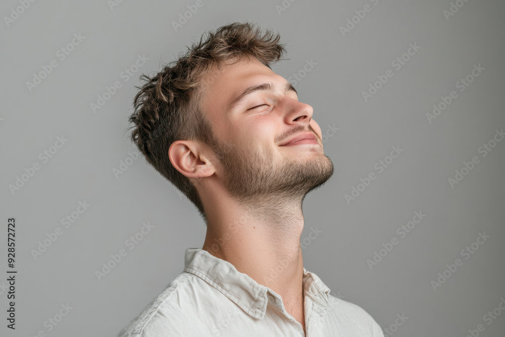 A close up of a man's face with his eyes closed A close up of a man's face with his eyes closed