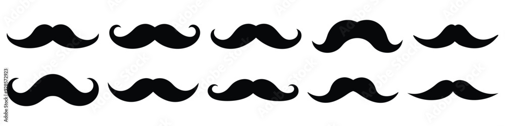 Set of hipster mustache icon. Different mustache collection. Vector illustration EPS 10 Set of hipster mustache icon. Different mustache collection. Vector illustration EPS 10