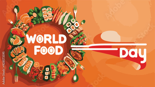 World food day on orange background.