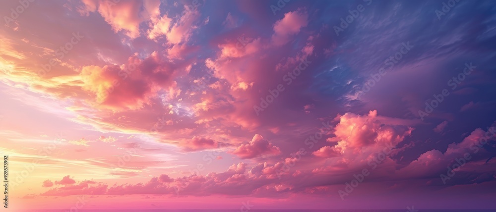 Morning Glow: Serene Sunrise Sky in Pink, Orange, and Purple with Scattered Clouds Catching First Light Morning Glow: Serene Sunrise Sky in Pink, Orange, and Purple with Scattered Clouds Catching First Light