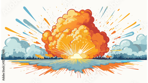Explosion Cartoon Style - Comic Fire Burn Explode Hot Burn Burning
