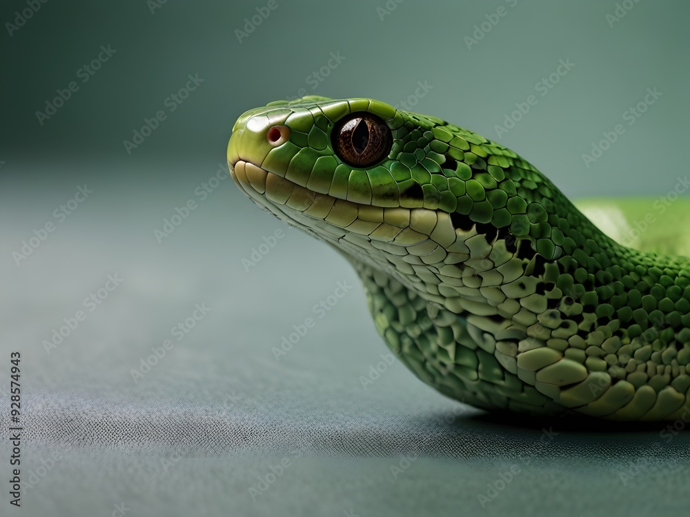 Fototapeta premium Sleek Snake on a Modern Minimalistic Background - Perfect for Contemporary Decor, Nature Art, and Stylish Design