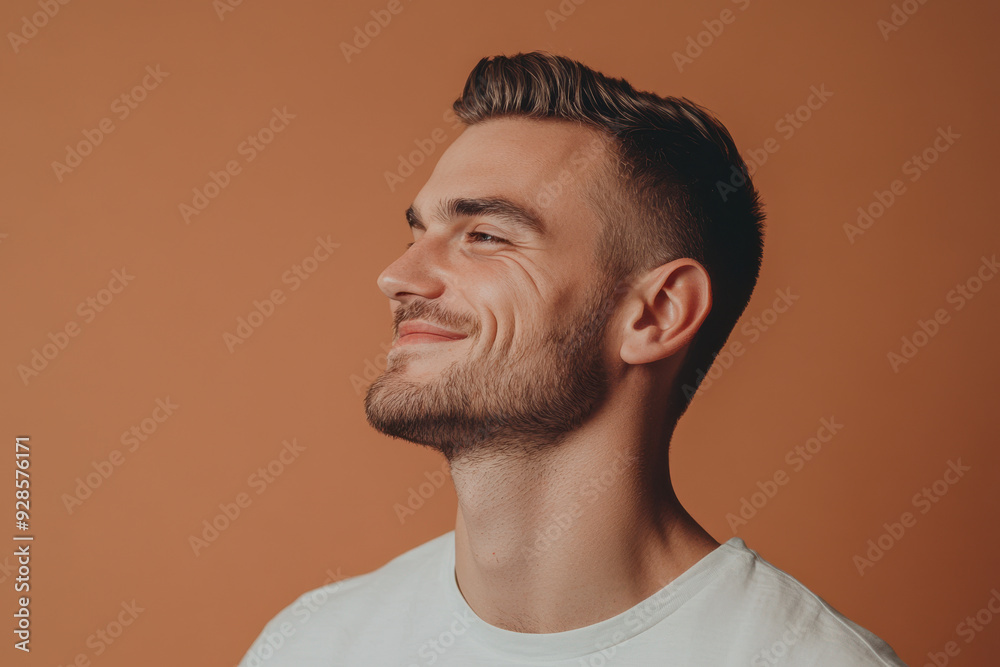 Obraz premium A close up of a man's face with his eyes closed