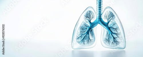 Detailed medical illustration of lungs affected by COPD, used in pulmonology studies, Chronic Obstructive Pulmonary Disease, pulmonology education
