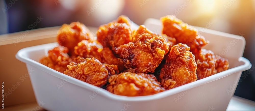 Crispy Chicken Nuggets in a White Container Crispy Chicken Nuggets in a White Container