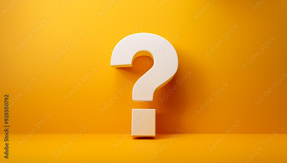 Question mark on yellow background. 3D rendering. FAQ and QA. Problem solution. Question mark on yellow background. 3D rendering. FAQ and QA. Problem solution.