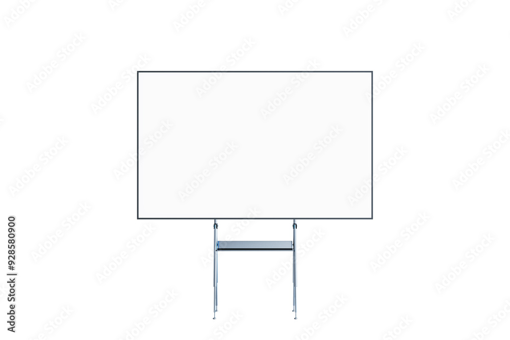 Blank whiteboard on a metal stand, isolated on a white background. Ideal for presentations, education, or message display concepts. 3D Rendering Blank whiteboard on a metal stand, isolated on a white background. Ideal for presentations, education, or message display concepts. 3D Rendering