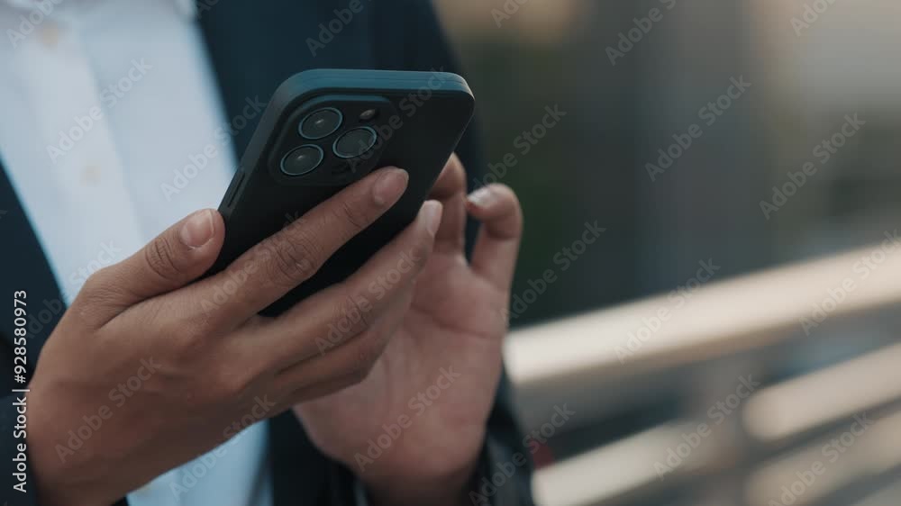 Close-Up of a Girl's Hands Using Her Phone, Scrolling Through Photos and Messaging. Close-Up of a Girl's Hands Using Her Phone, Scrolling Through Photos and Messaging.