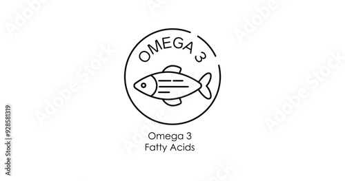 Omega-3 Fatty Acid Structure Vector Illustration Icon