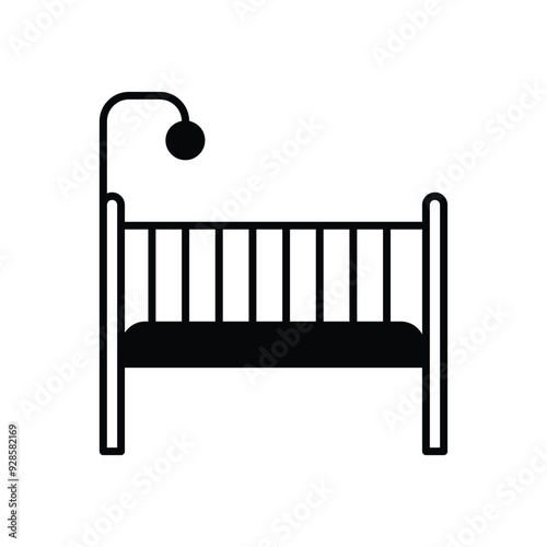 Baby crib vector icon