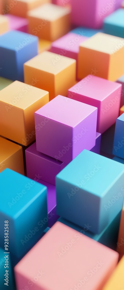 Colorful geometric blocks in various pastel shades create a vibrant and playful surface, ideal for design and creativity. Colorful geometric blocks in various pastel shades create a vibrant and playful surface, ideal for design and creativity.