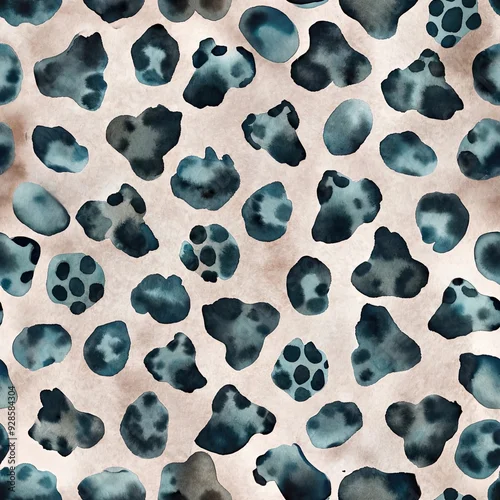 Fototapeta Watercolor Leopard Seamless Pattern