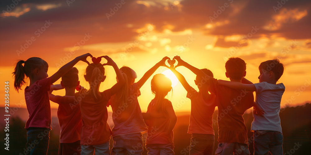 Fototapeta premium Sunset Friendship Bonding | Creating Lasting Memories in the Golden Hour 