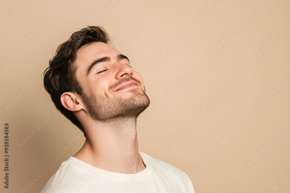 A close up of a man's face with his eyes closed A close up of a man's face with his eyes closed