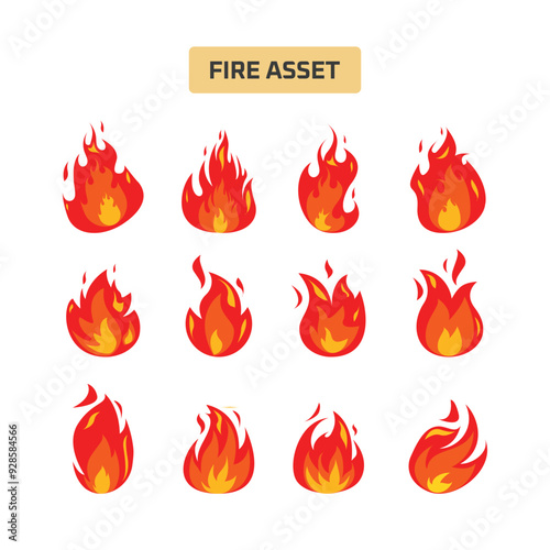 Cartoon flame. Fire fireball  red hot campfire  yellow heat wildfire and bonfire  burn power fiery silhouettes illustration set. Fireball power light  flame bonfire energy