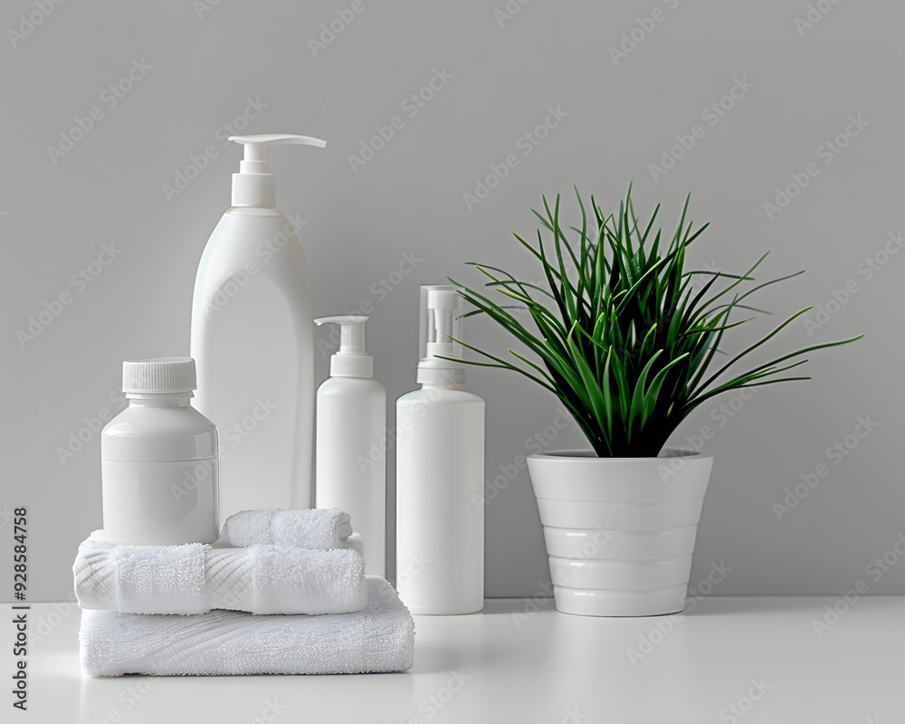 various white beauty products mock up on the table. Minimalist style various white beauty products mock up on the table. Minimalist style