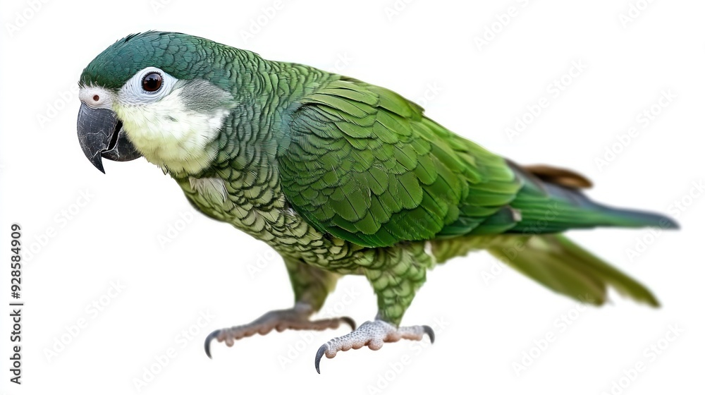 Fototapeta premium Green-Winged Macaw Parrot on White Background