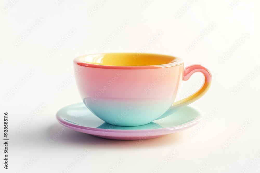 A colorful teacup white background, A colorful teacup white background,