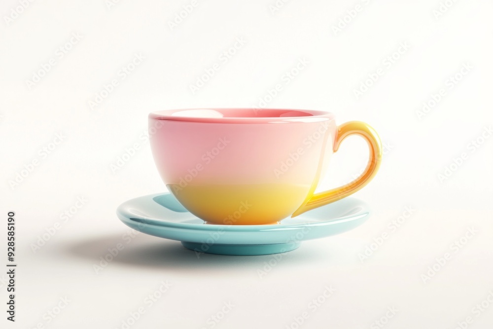 Fototapeta premium A colorful teacup white background, 