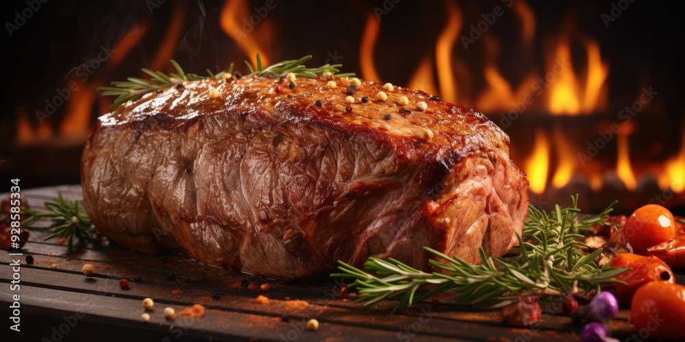 Grilled Steak with Rosemary and Peppers Grilled Steak with Rosemary and Peppers