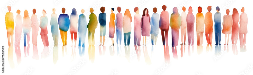 Fototapeta premium PNG Colorful diverse crowd illustration