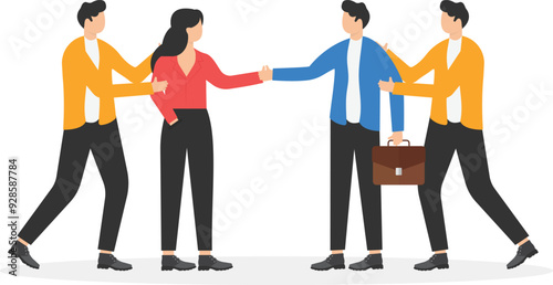 Men in business suits try to break the agreement,

