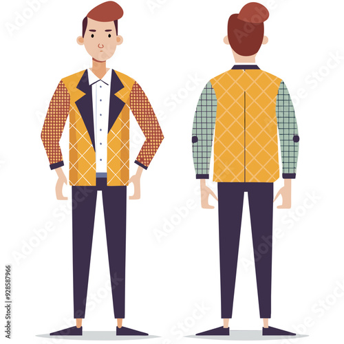 Man character of front part and back part showing