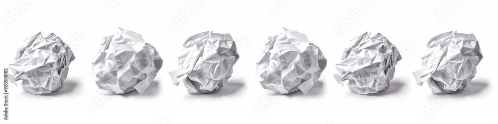 Set of crumpled paper balls isolated on white background Set of crumpled paper balls isolated on white background