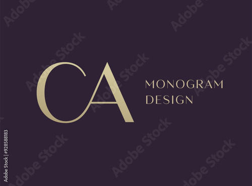 CA letter logo icon design. Classic style luxury initials monogram.