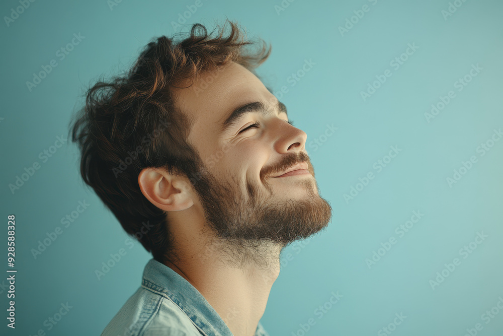 Fototapeta premium A close up of a man's face with his eyes closed