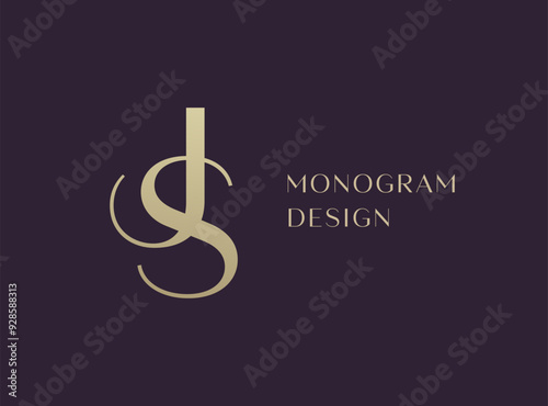 JS or SJ letter logo icon design. Classic style luxury initials monogram.