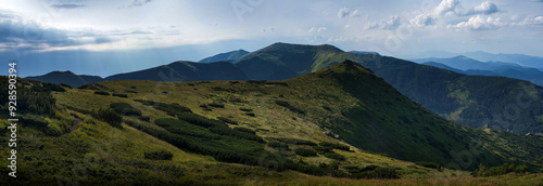 Chornohora, a beautiful panorama of the Chornohirsky, ridge mountain range, r...