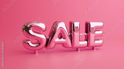 The word "SALE" in glass clear chrome letters on a pink background