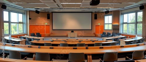 State-of-the-Art Lecture Hall with Smart Podium Systems and Projectors for Innovative Teaching