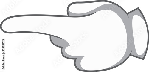 Pointing finger comic icon. Cartoon white glove gesture