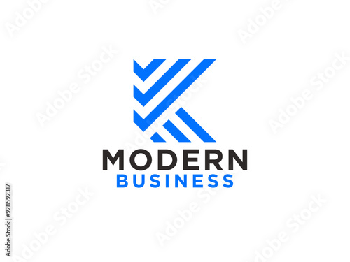 Free Download Initial Letter K Logo. Blue Bright Line Shape Origami Style isolated on White Background. Usable for Business and Branding Logos. - GFXLoad