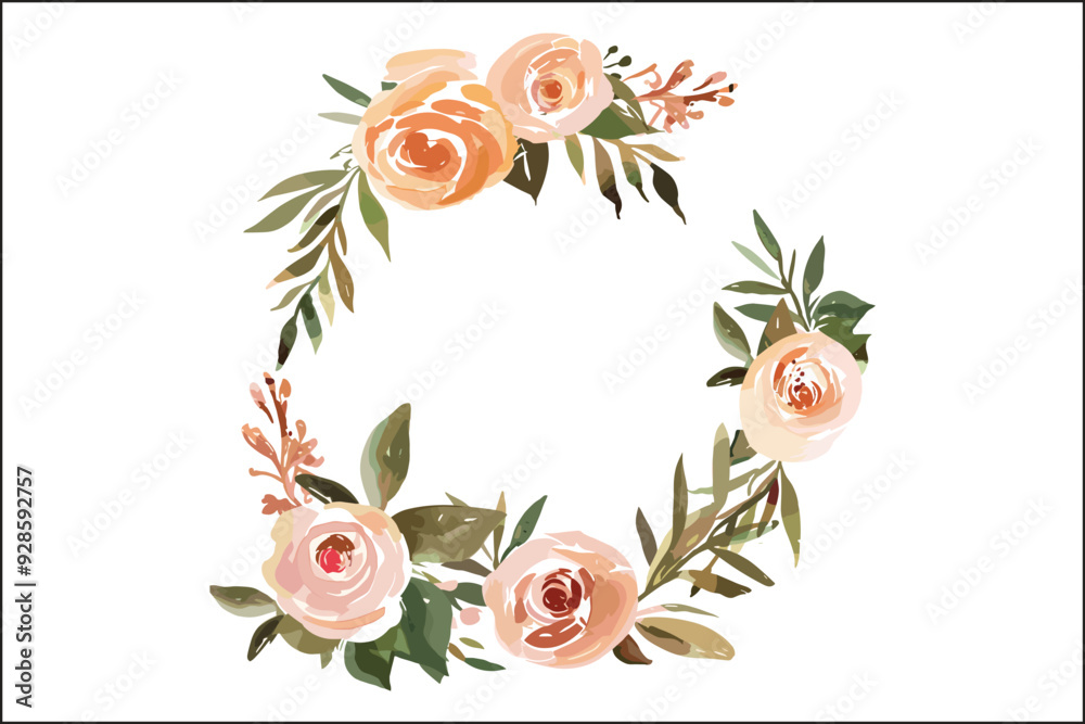Fototapeta premium Watercolor Rose Logo, Floral Logo Design, Rose Invitation Card, Watercolor Floral Design, Elegant Rose Logo, Hand-painted Rose Logo, Floral Invitation Card, Watercolor Wedding Invite, Rose Wedding Car