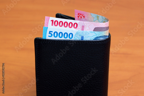 Indonesian rupiah in the black wallet