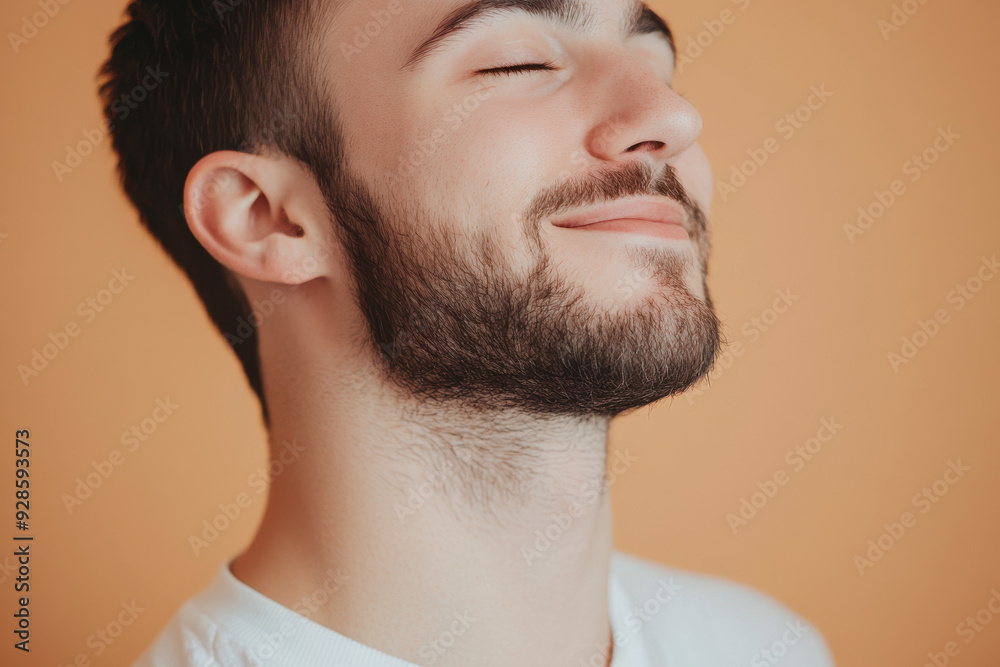 Fototapeta premium A close up of a man's face with his eyes closed